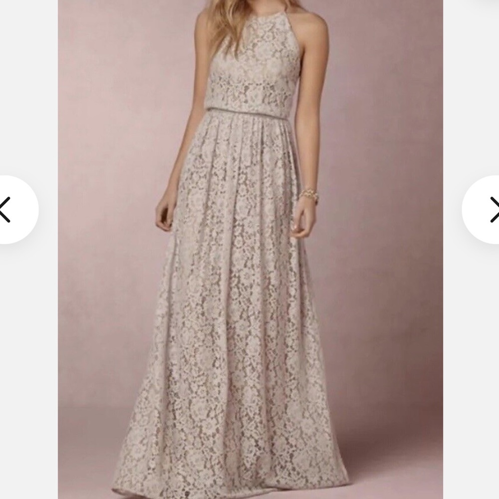 NEW Anthropologie BHLDN Donna Morgan Blue Lace Alana Maxi Dress size 0 P175-40